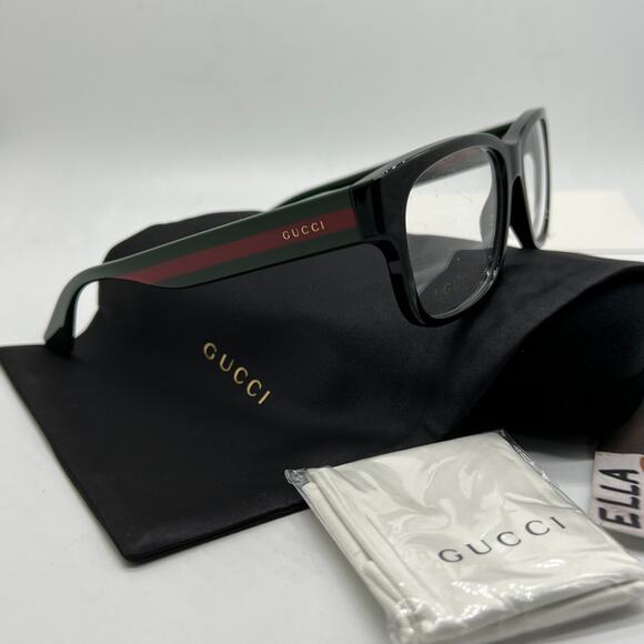 NEW Gucci GG0343O Black Striped Arm Unisex Eyeglass Frames - Picture 5 of 8